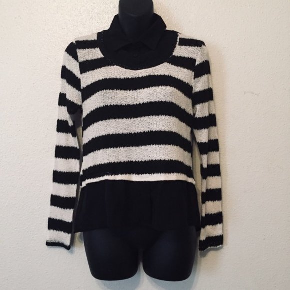Iris Los Angels Striped Sheer Top Sweater - Picture 5 of 8